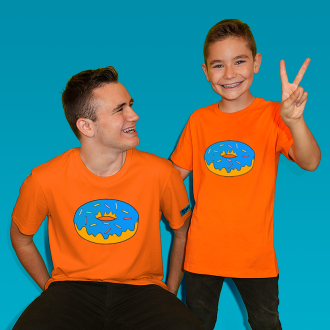 T-shirt Orange - Donut bleu