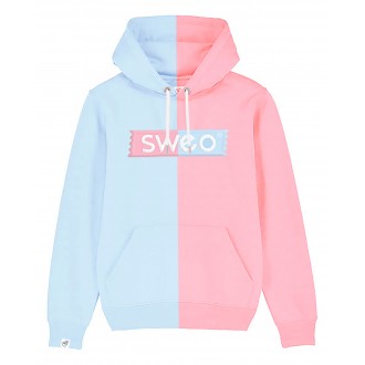 Sweat Bi-color rose et bleu